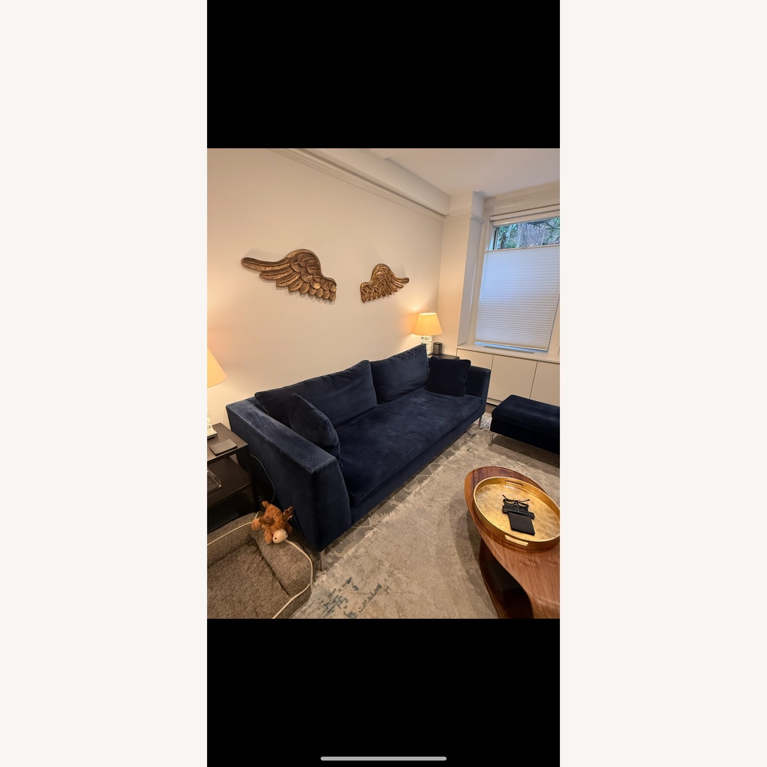 Carroll Gardens Blue Velvet 2 Seater Sofa - image-3