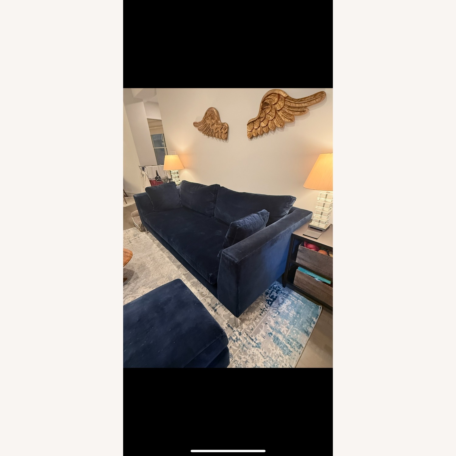 Carroll Gardens Blue Velvet 2 Seater Sofa - image-2