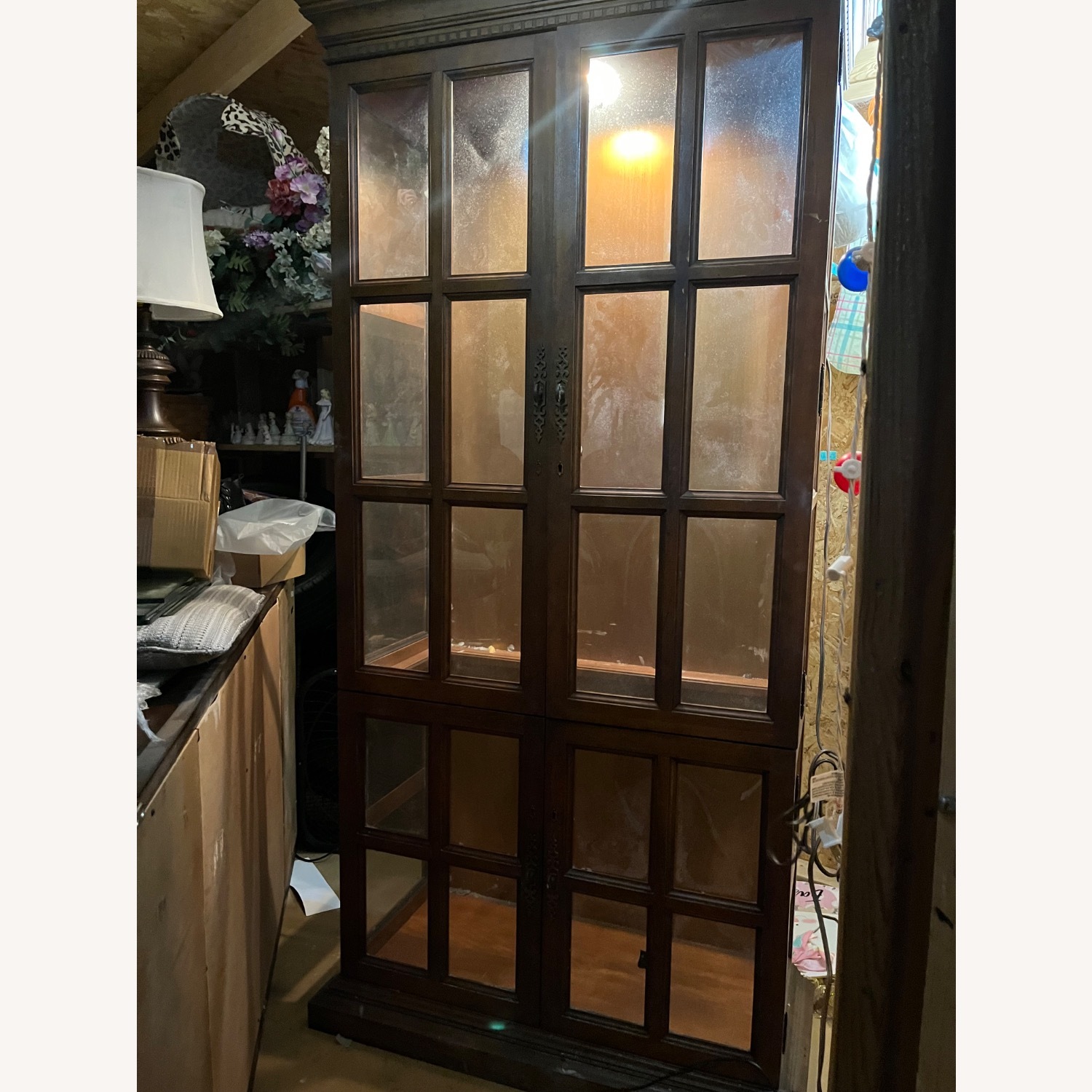 Vintage/Antique Dark Brown Wood Armoire - image-3