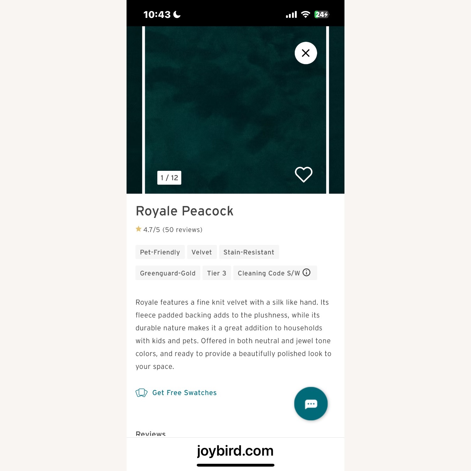 Joybird Green Velvet 2 Piece Sectional - image-5