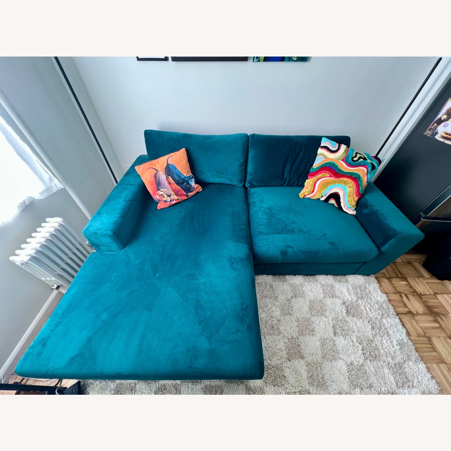 Joybird Green Velvet 2 Piece Sectional - image-4