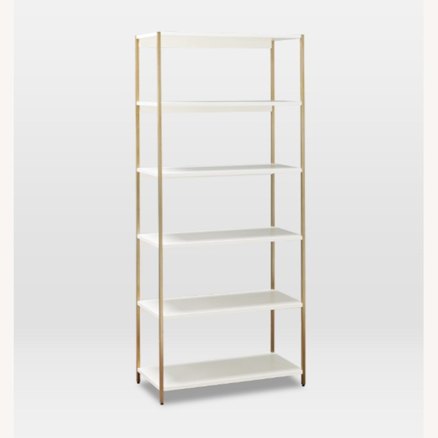 West Elm Zane Wide Bookshelf, White/Antique Brass - image-3