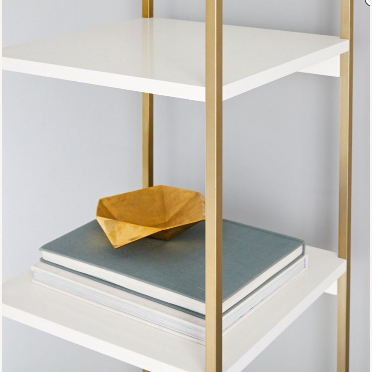 West Elm Zane Wide Bookshelf, White/Antique Brass - image-4
