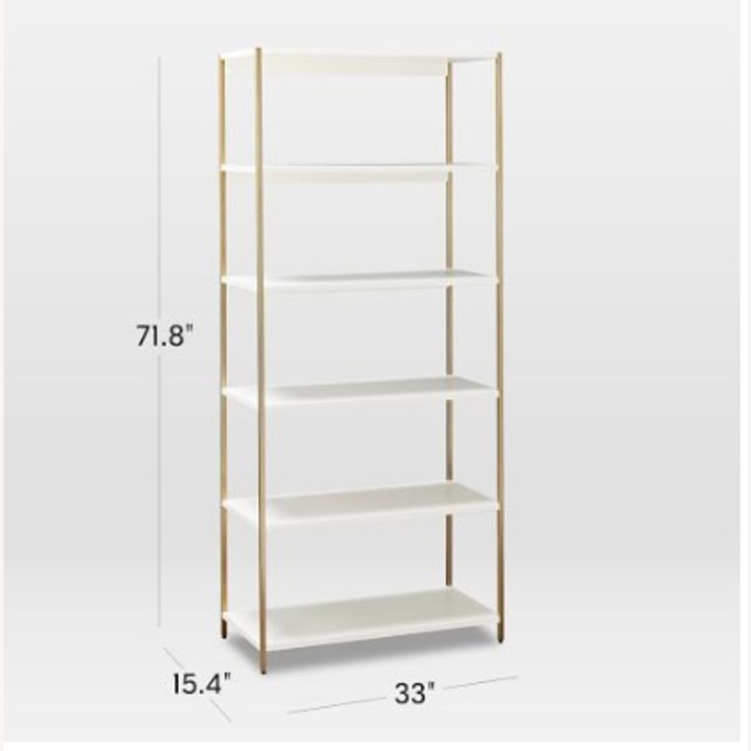 West Elm Zane Wide Bookshelf, White/Antique Brass - image-5