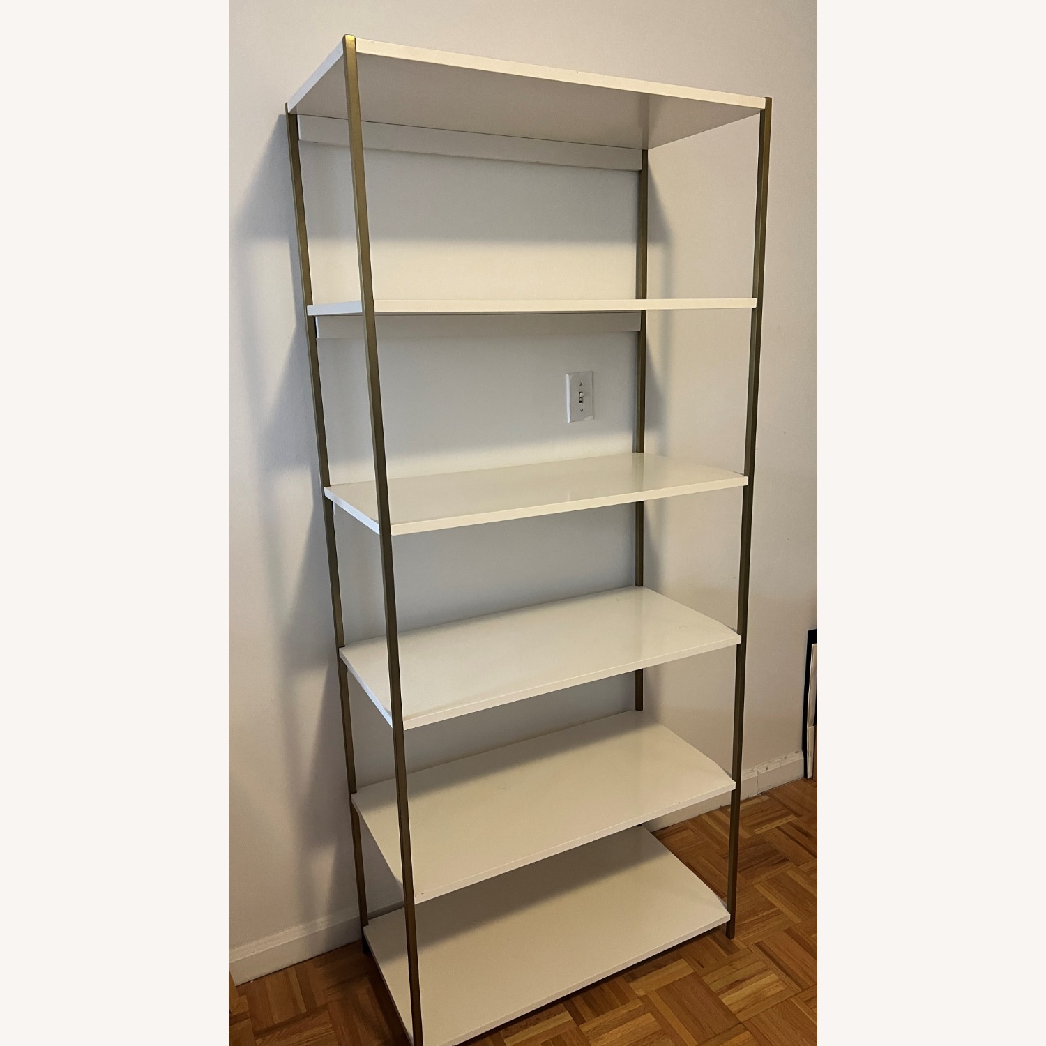 West Elm Zane Wide Bookshelf, White/Antique Brass - image-6