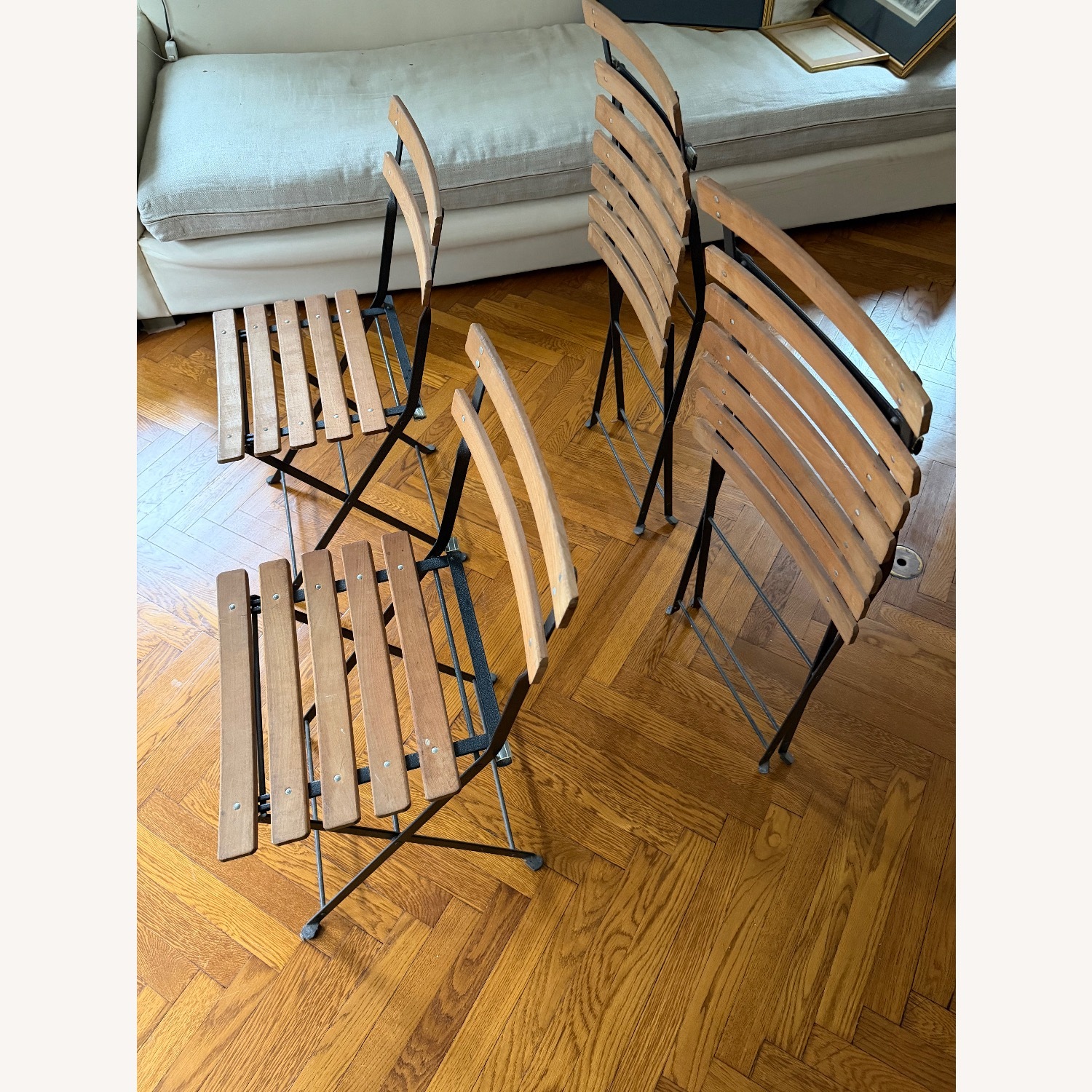 Vintage Wood / Metal Dining Chairs - Foldable  - image-3
