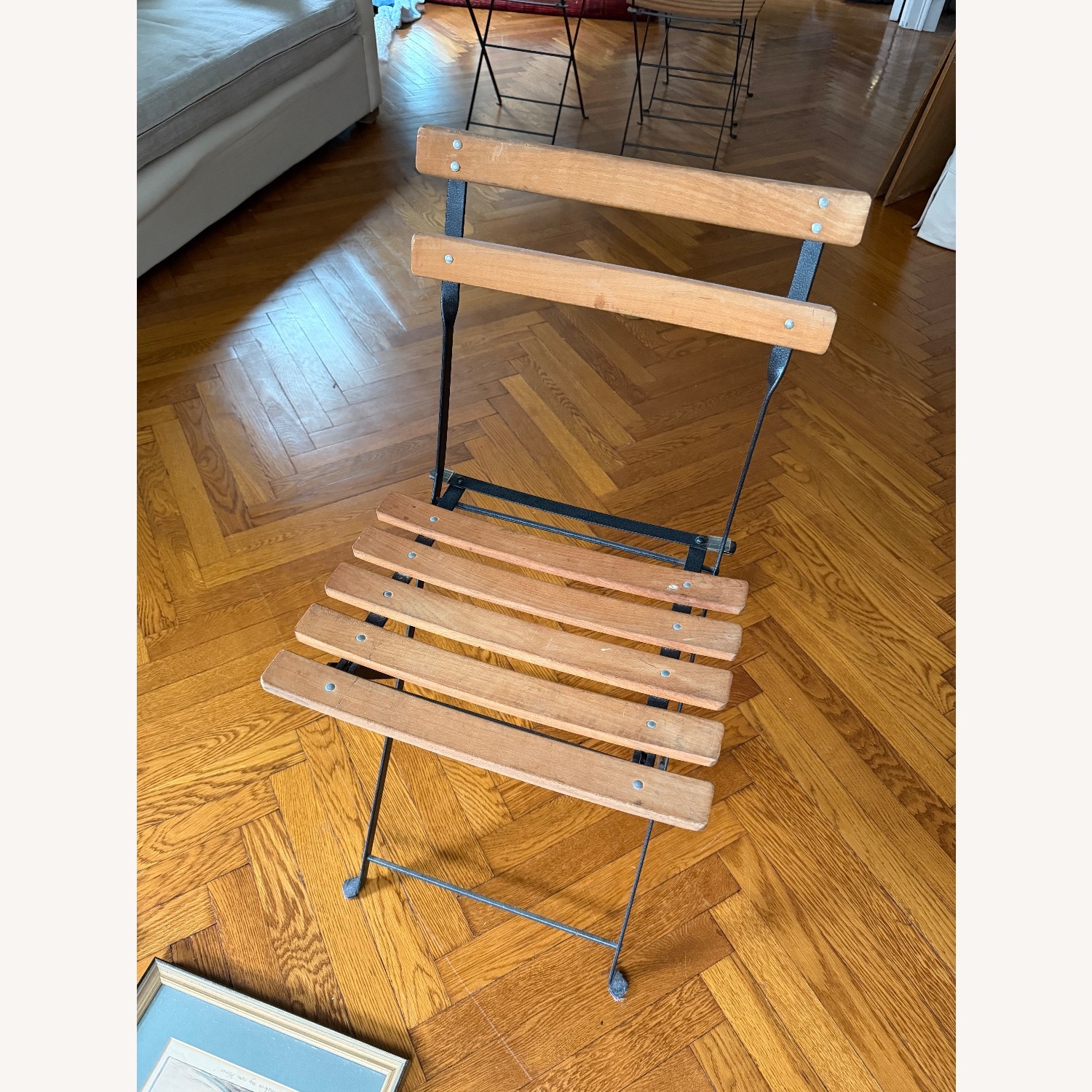 Vintage Wood / Metal Dining Chairs - Foldable  - image-2