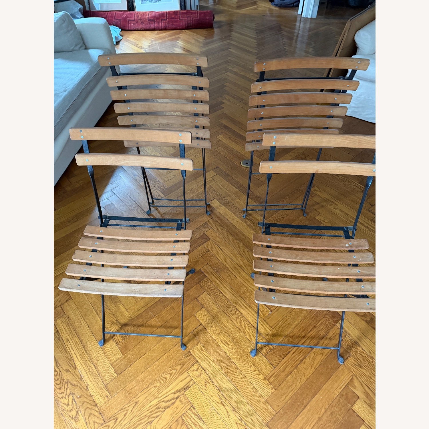 Vintage Wood / Metal Dining Chairs - Foldable  - image-1