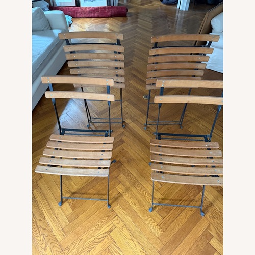 Used Vintage Wood / Metal Dining Chairs - Foldable  for sale on AptDeco