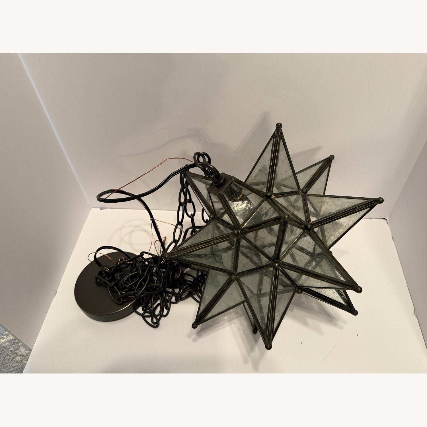 Pottery Barn Transparent Metal Ceiling Lamp - image-4