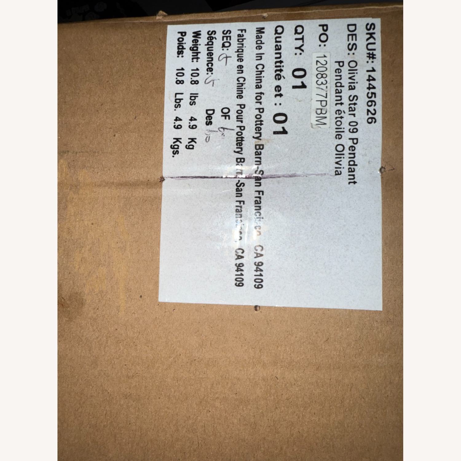 Pottery Barn Transparent Metal Ceiling Lamp - image-3