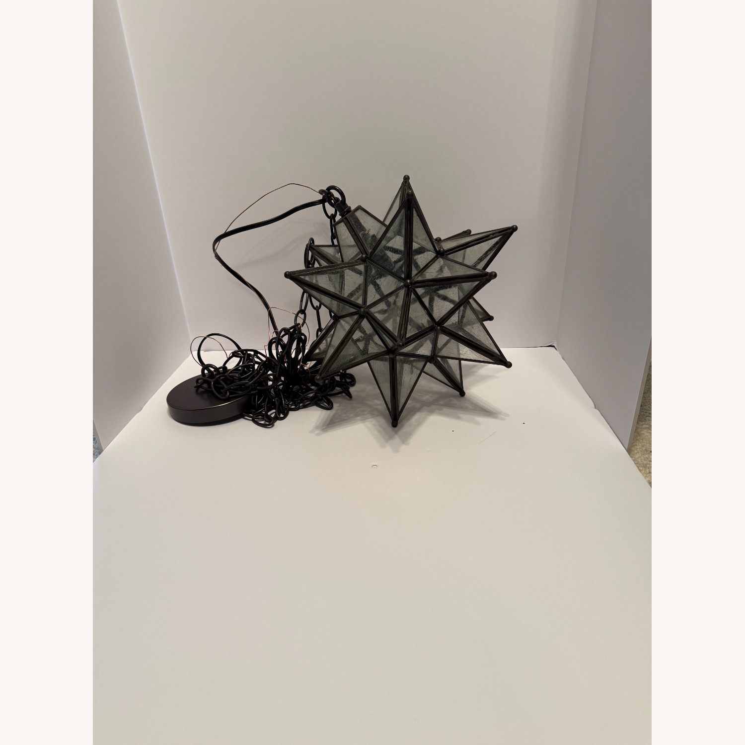 Pottery Barn Transparent Metal Ceiling Lamp - image-5