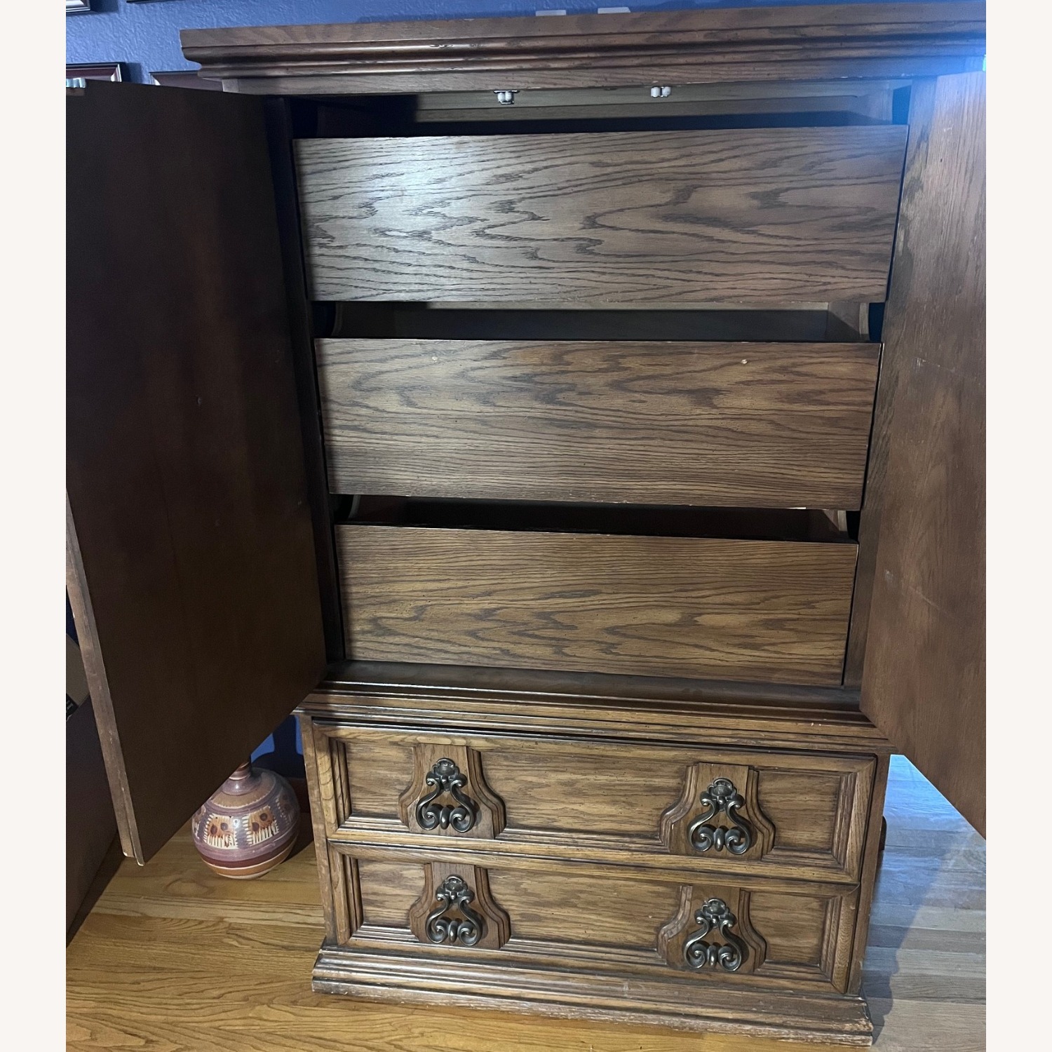 Vintage Armoire/Dresser 5 Drawer; Solid Wood - image-2