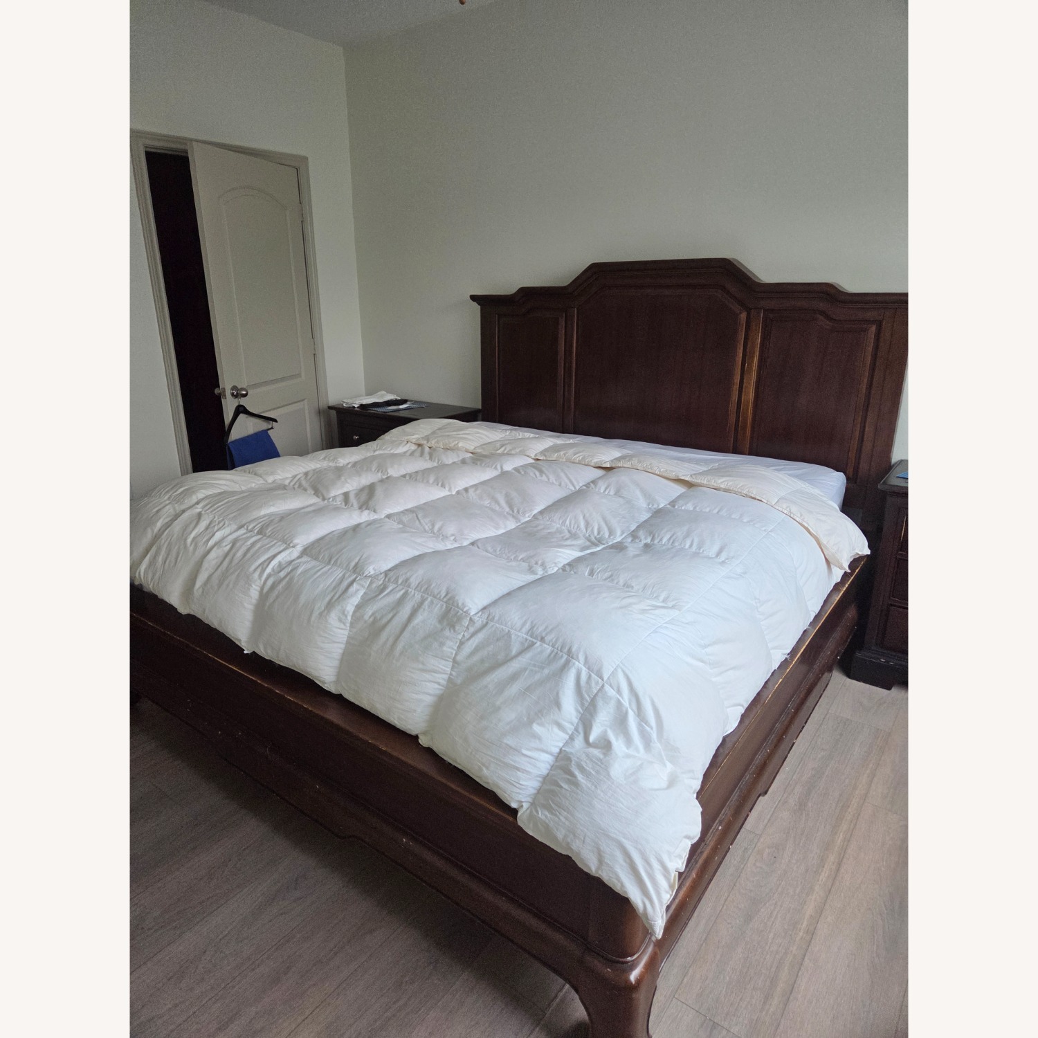 Dark Brown Wooden King Size Bed - image-3