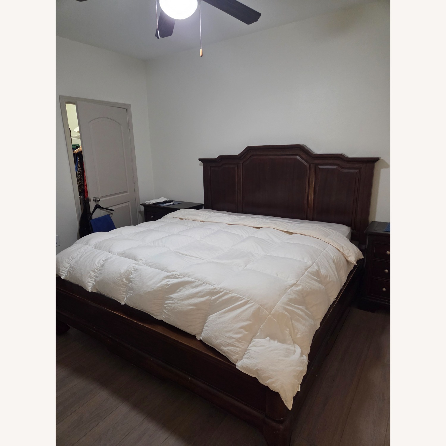 Dark Brown Wooden King Size Bed - image-2