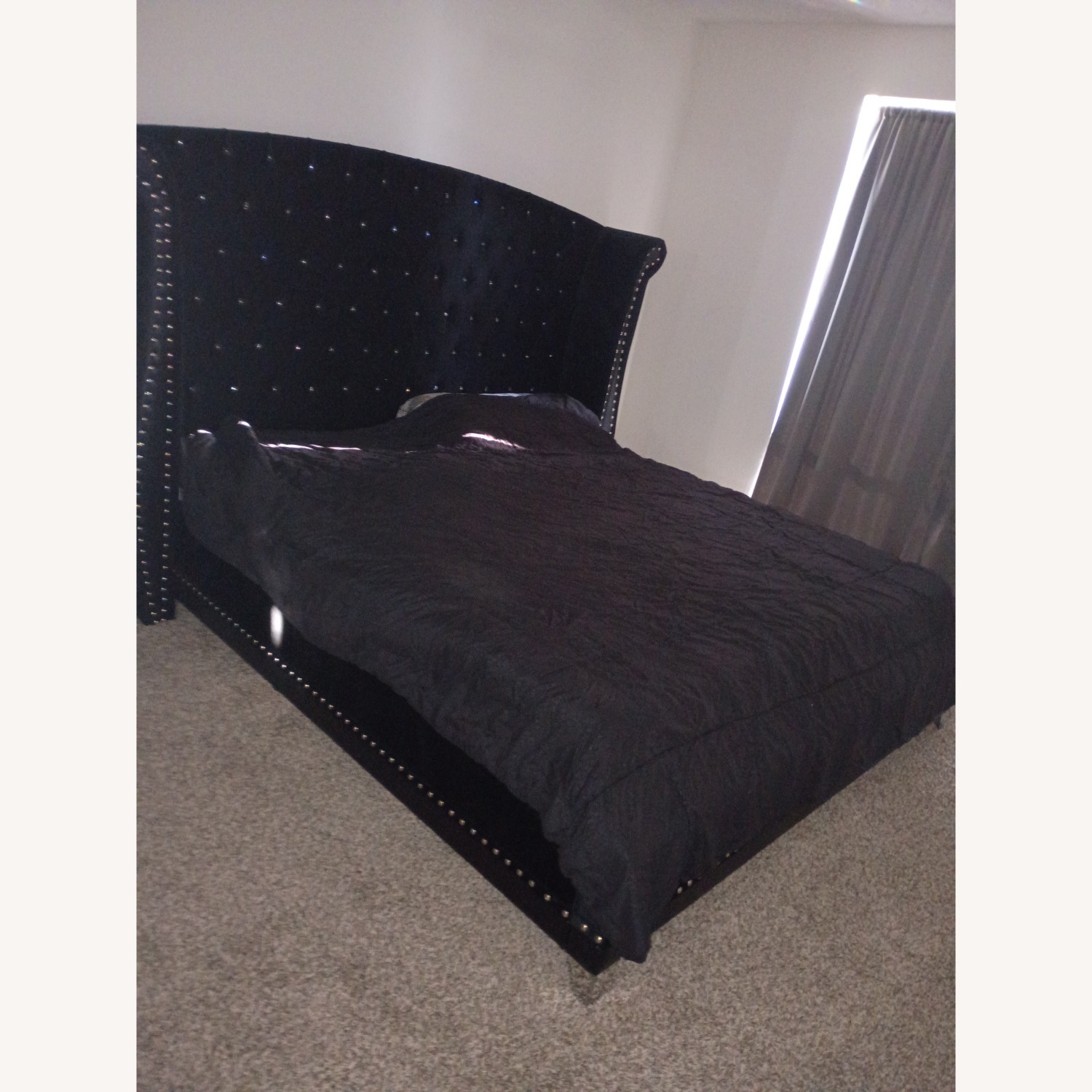 Modern Velvet King Studded Bed Frame - image-2