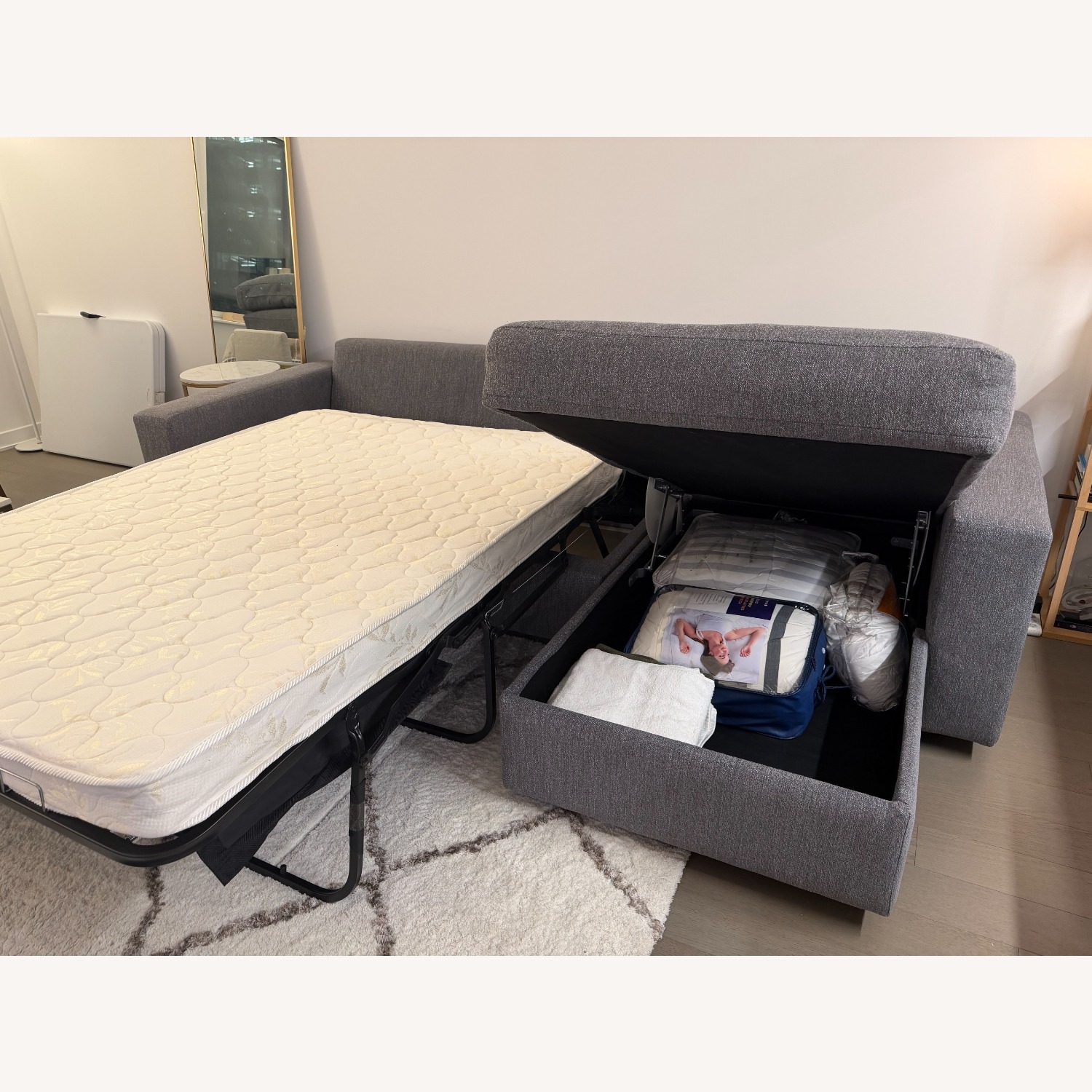 West Elm Modern Grey 3-Seater Sleeper/Storage Sofa - image-7
