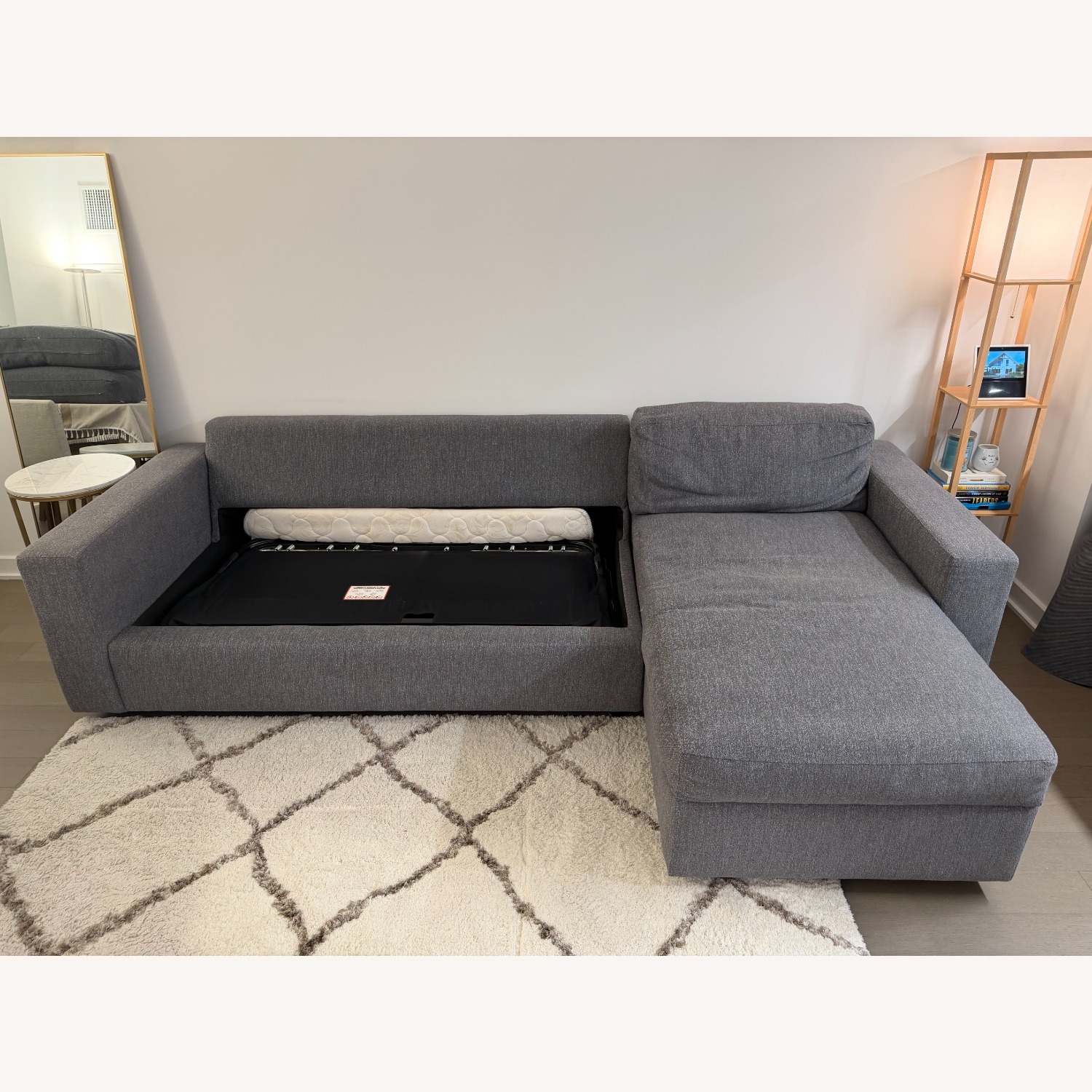West Elm Modern Grey 3-Seater Sleeper/Storage Sofa - image-4