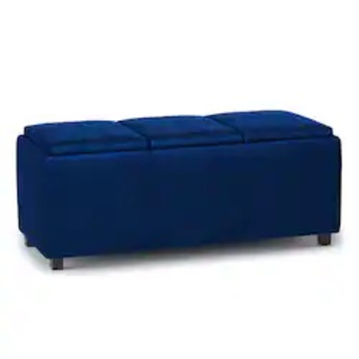 Navy Blue Velvet Bench Storage - image-4