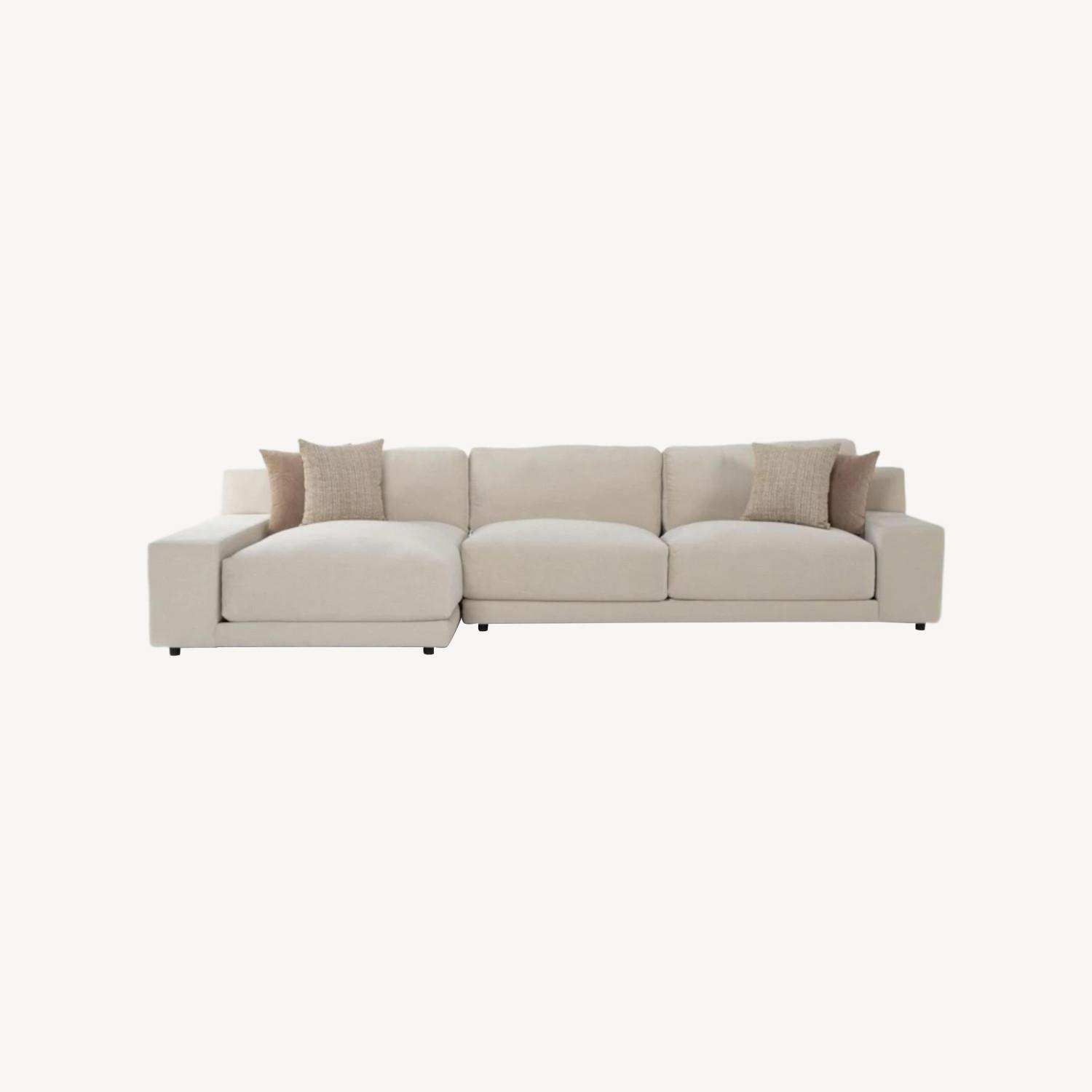 Living Spaces Oasis Beige Crypton 146" Performance - image-0