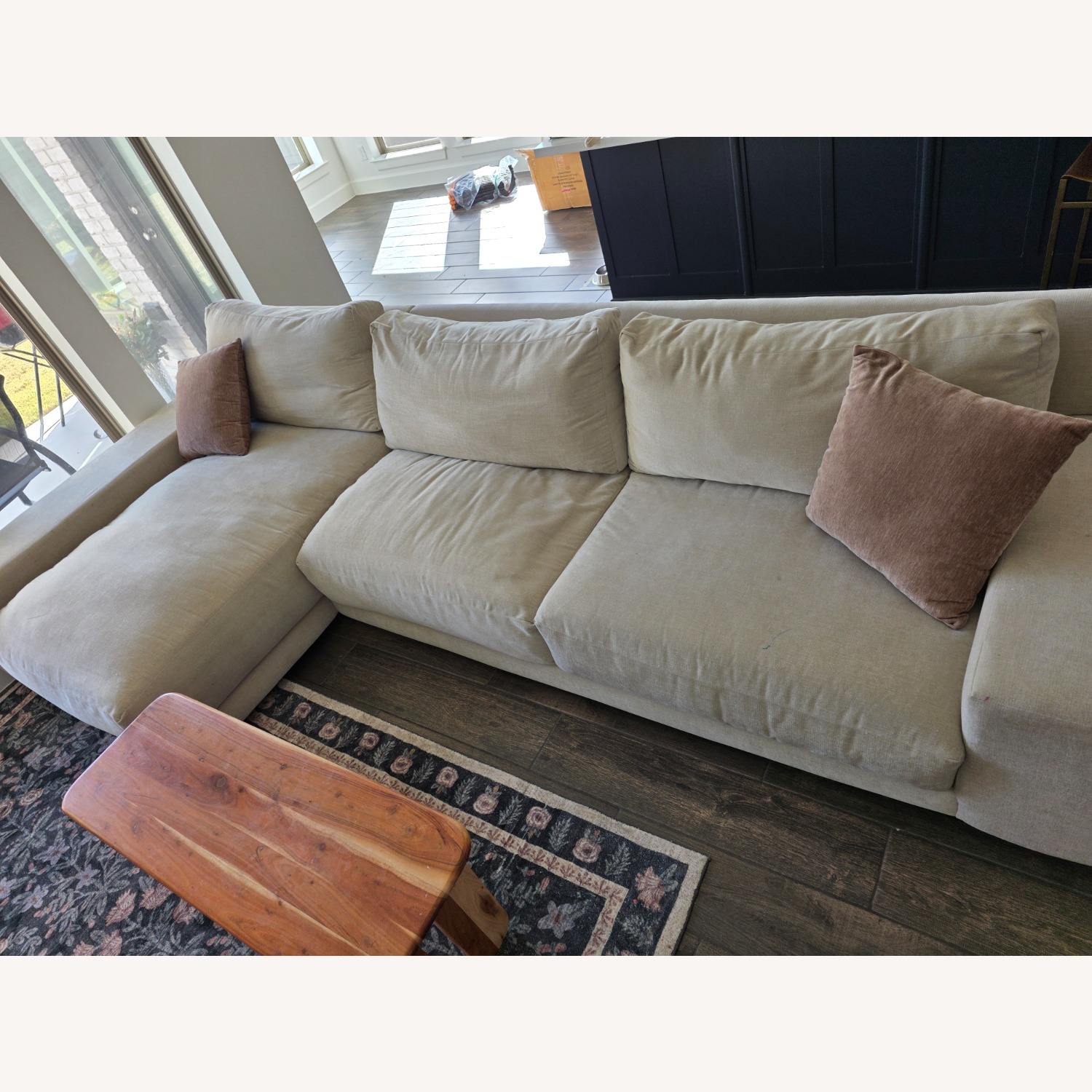 Living Spaces Oasis Beige Crypton 146" Performance - image-3