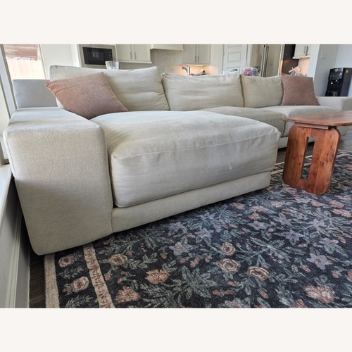 Used Living Spaces Oasis Beige Crypton 146" Performance for sale on AptDeco