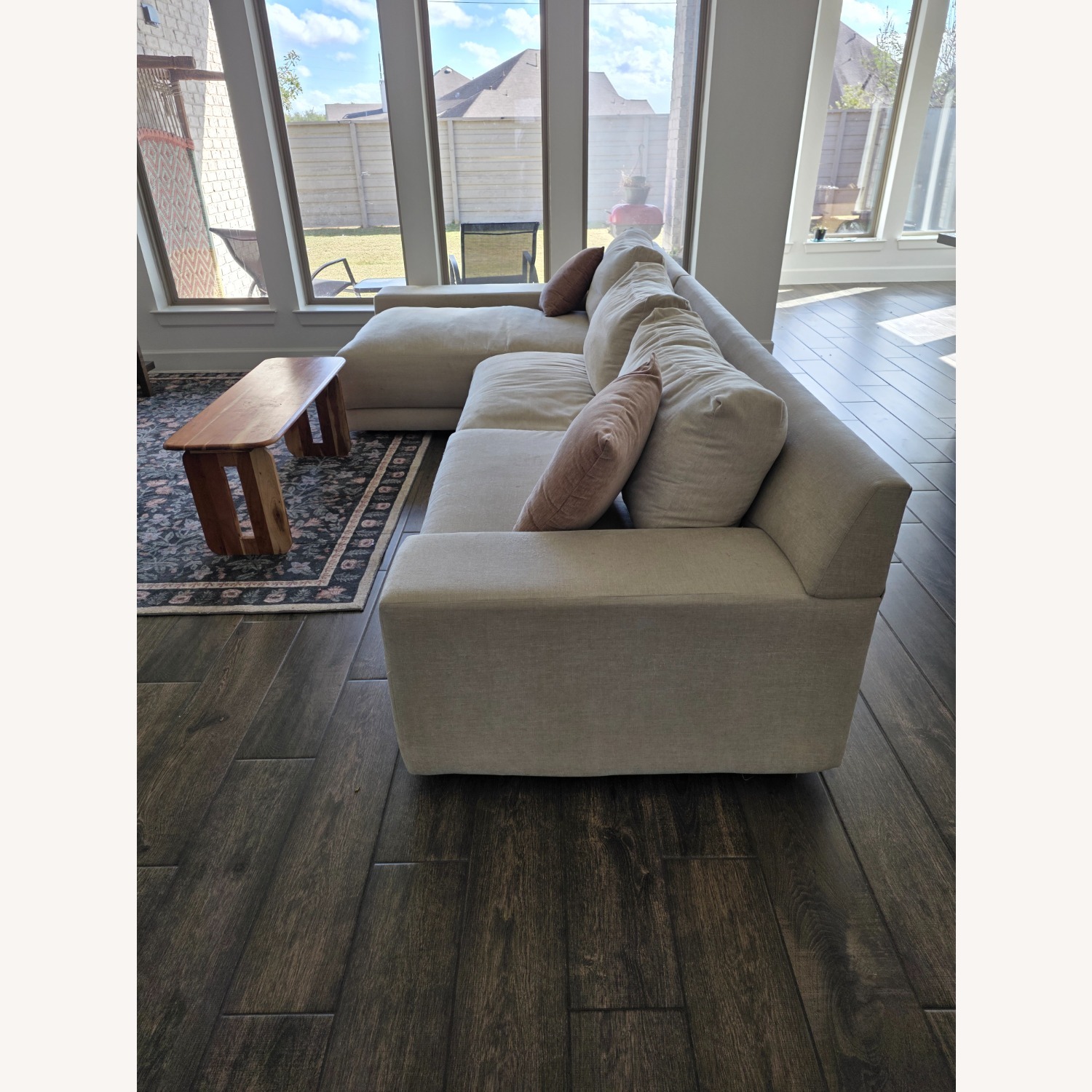 Living Spaces Oasis Beige Crypton 146" Performance - image-2