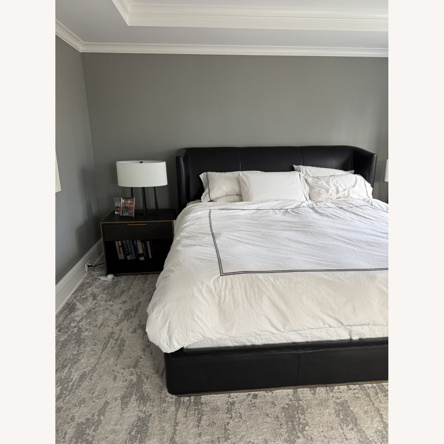 Restoration Hardware Leather Bed  - image-5