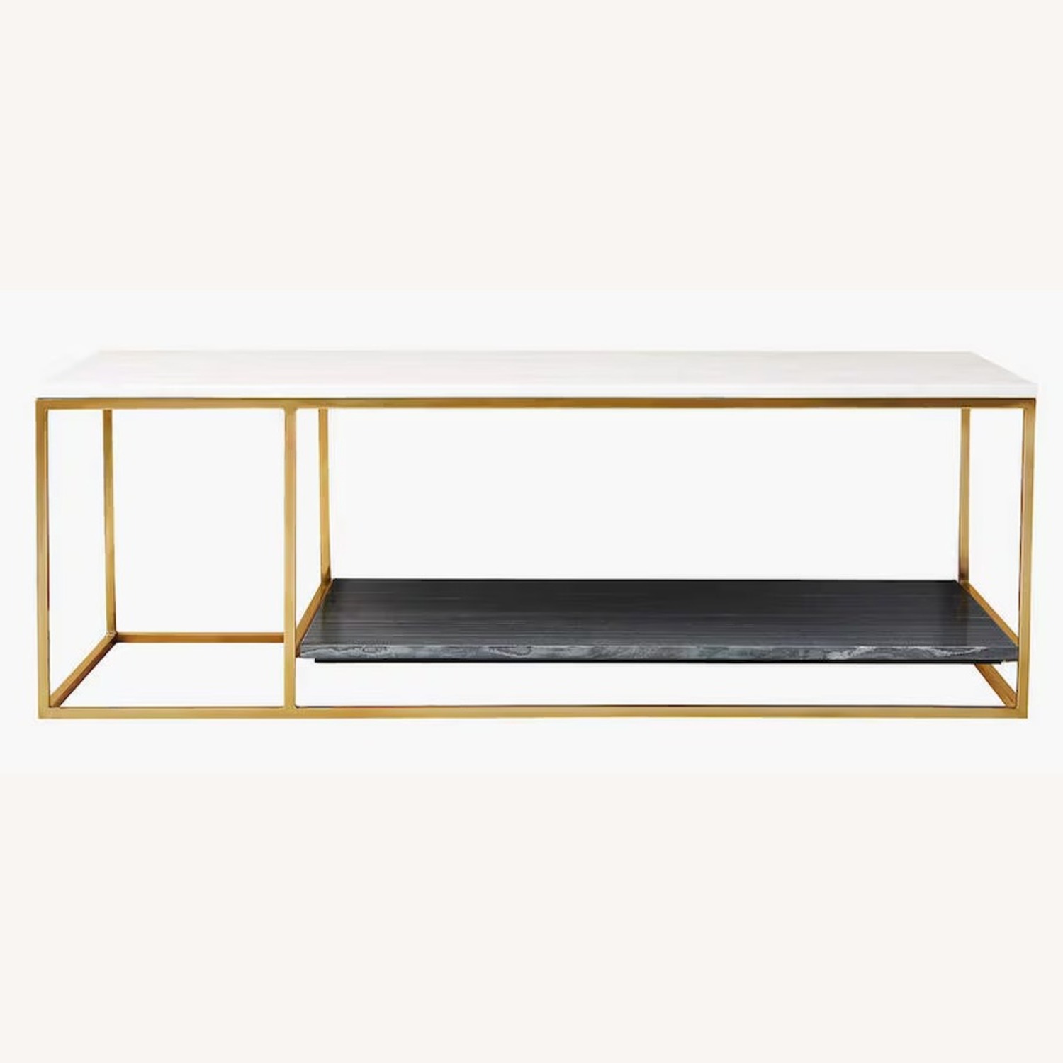 CB2 2 Tone Grey and White Marble Coffee Table - image-5