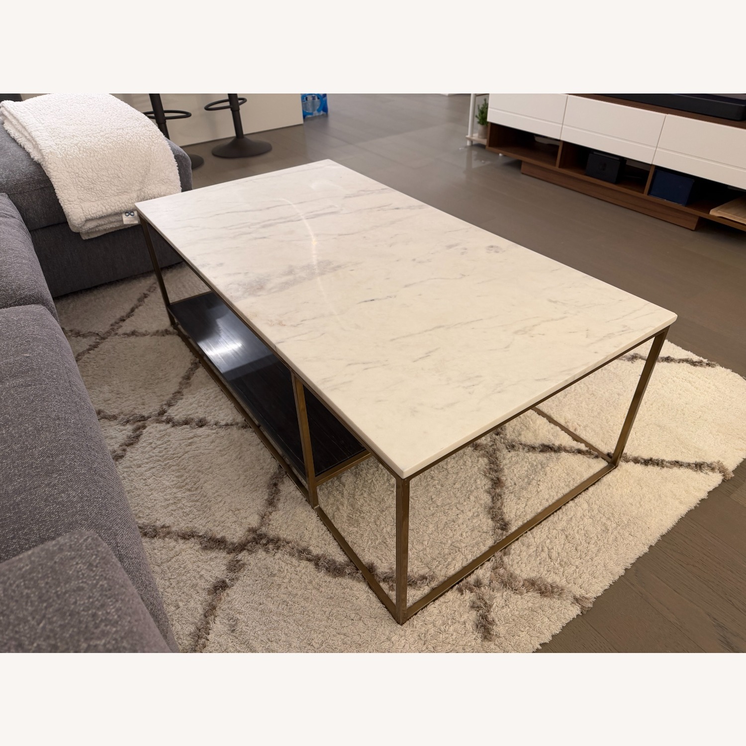 CB2 2 Tone Grey and White Marble Coffee Table - image-1