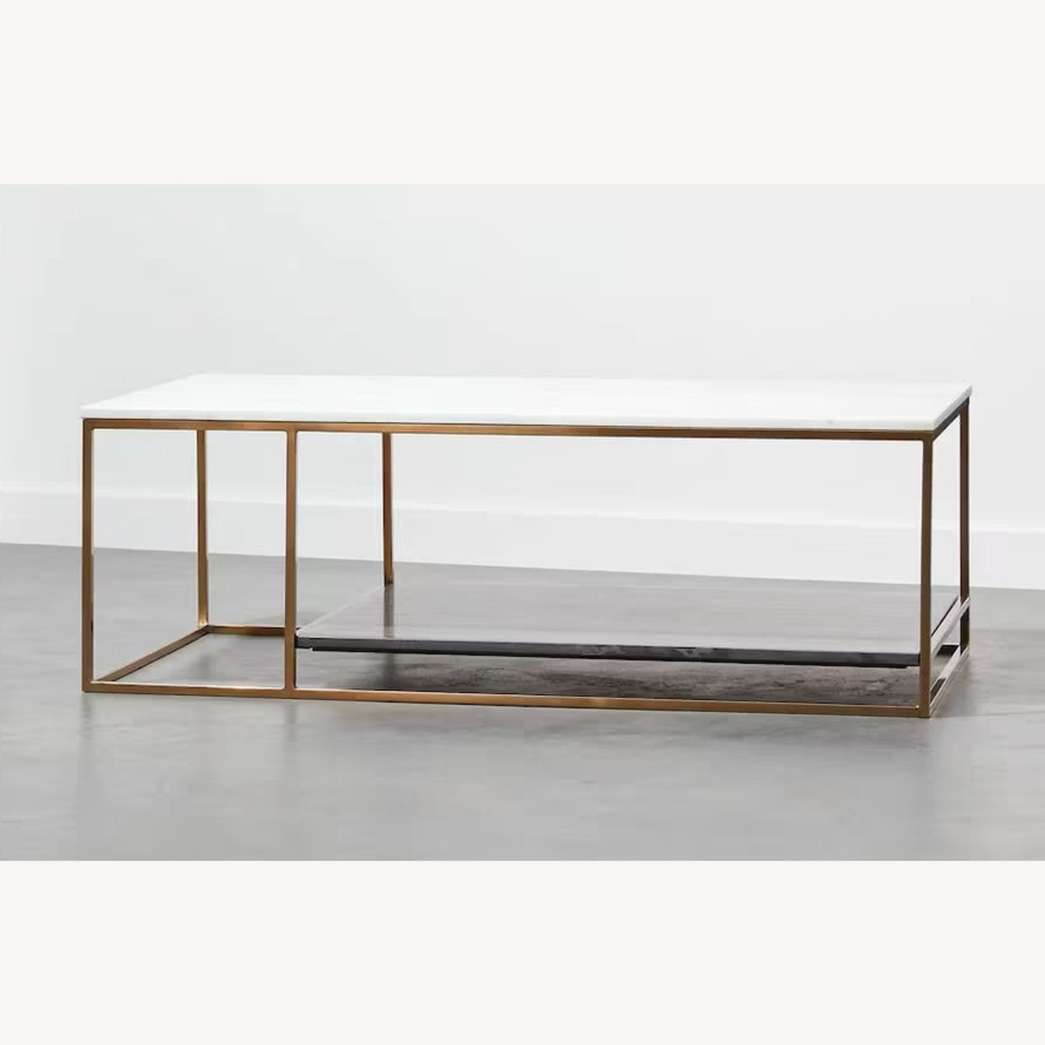 CB2 2 Tone Grey and White Marble Coffee Table - image-2