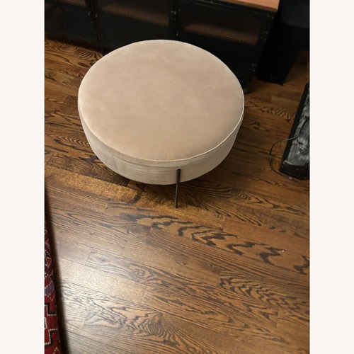 Used Kardiel Dusty Rose Velvet Large Ottoman for sale on AptDeco
