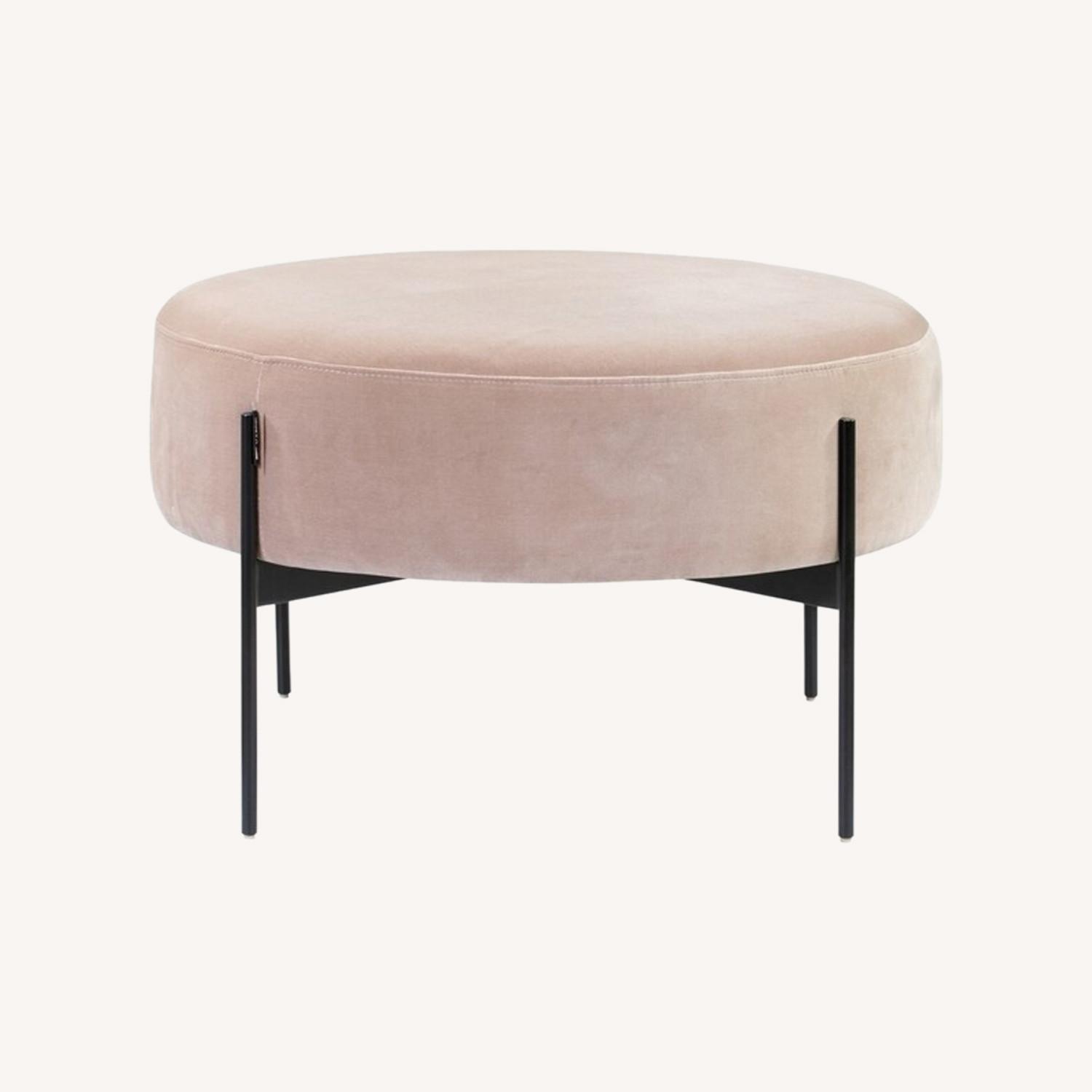 Kardiel Dusty Rose Velvet Large Ottoman - image-0