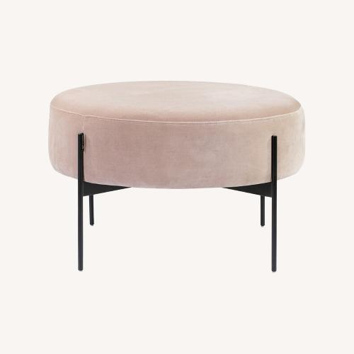 Used Kardiel Dusty Rose Velvet Large Ottoman for sale on AptDeco