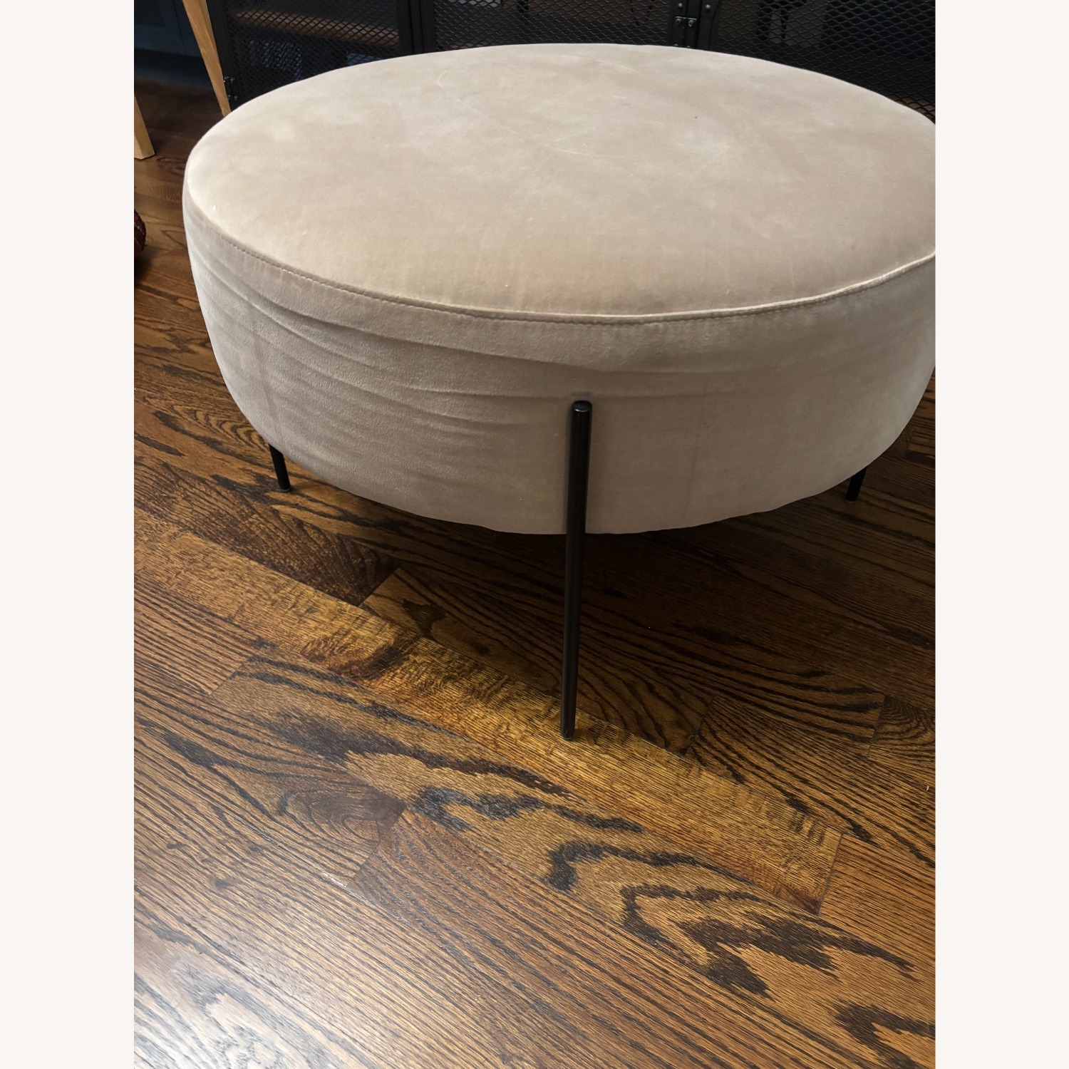 Kardiel Dusty Rose Velvet Large Ottoman - image-3