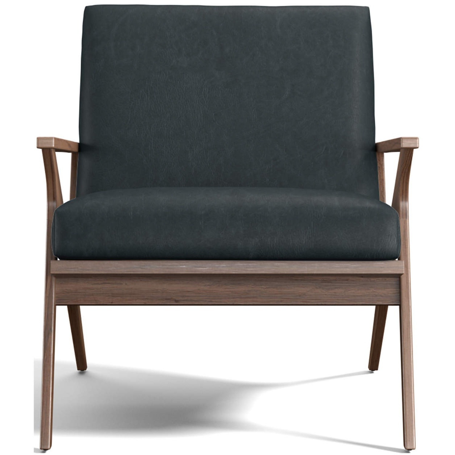 Crate & Barrel Cavett Leather Chair and Ottoman - image-1