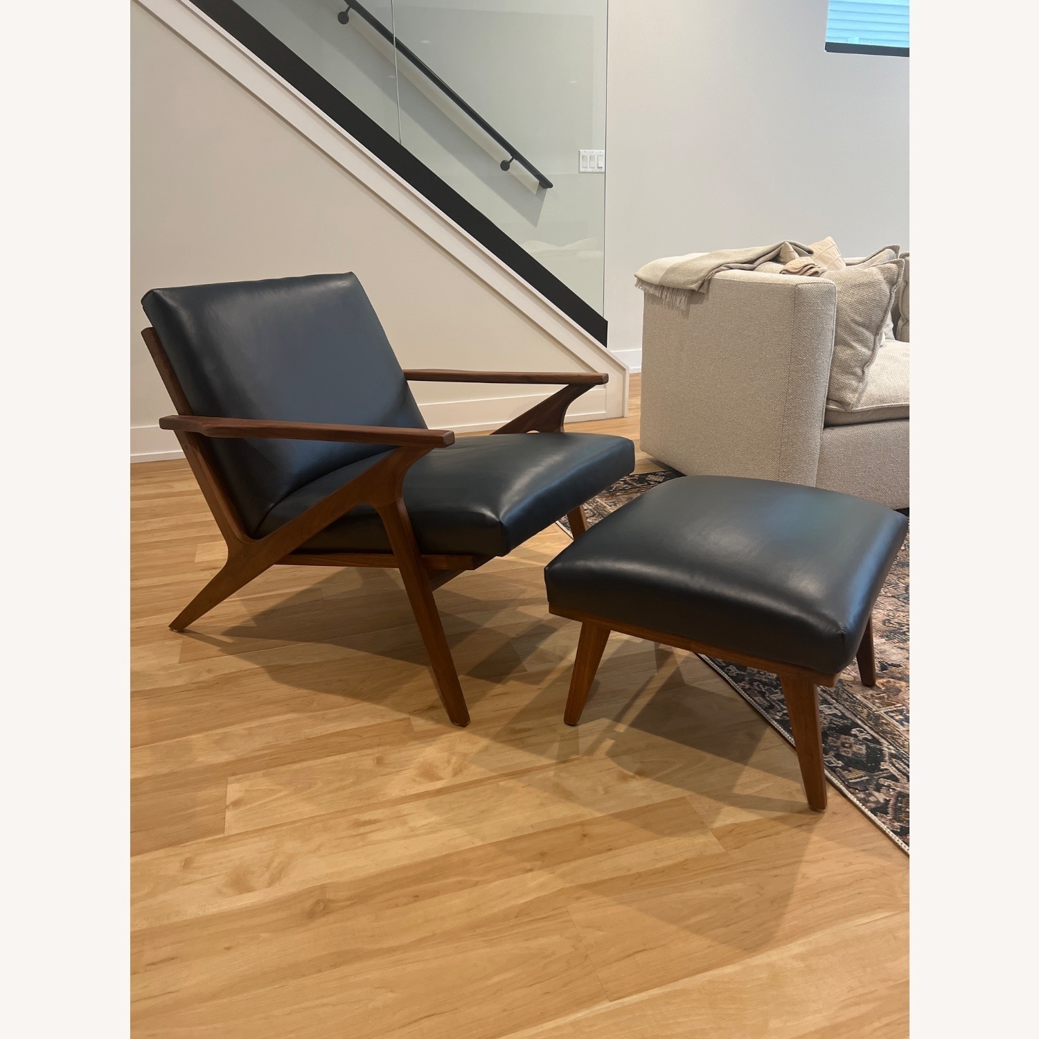 Crate & Barrel Cavett Leather Chair and Ottoman - image-4