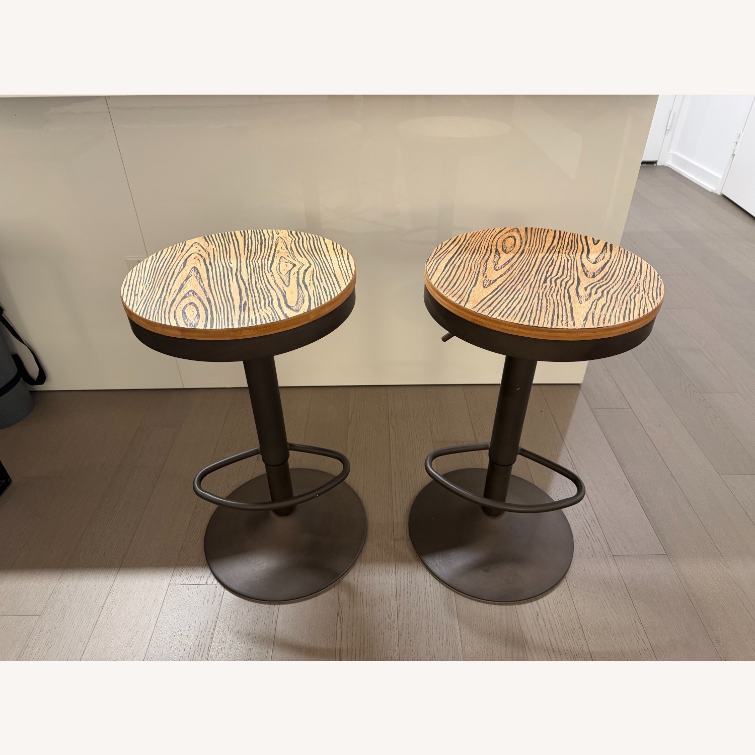2x Wayfair Swivel Wood Adjustable Bar Stools - image-1