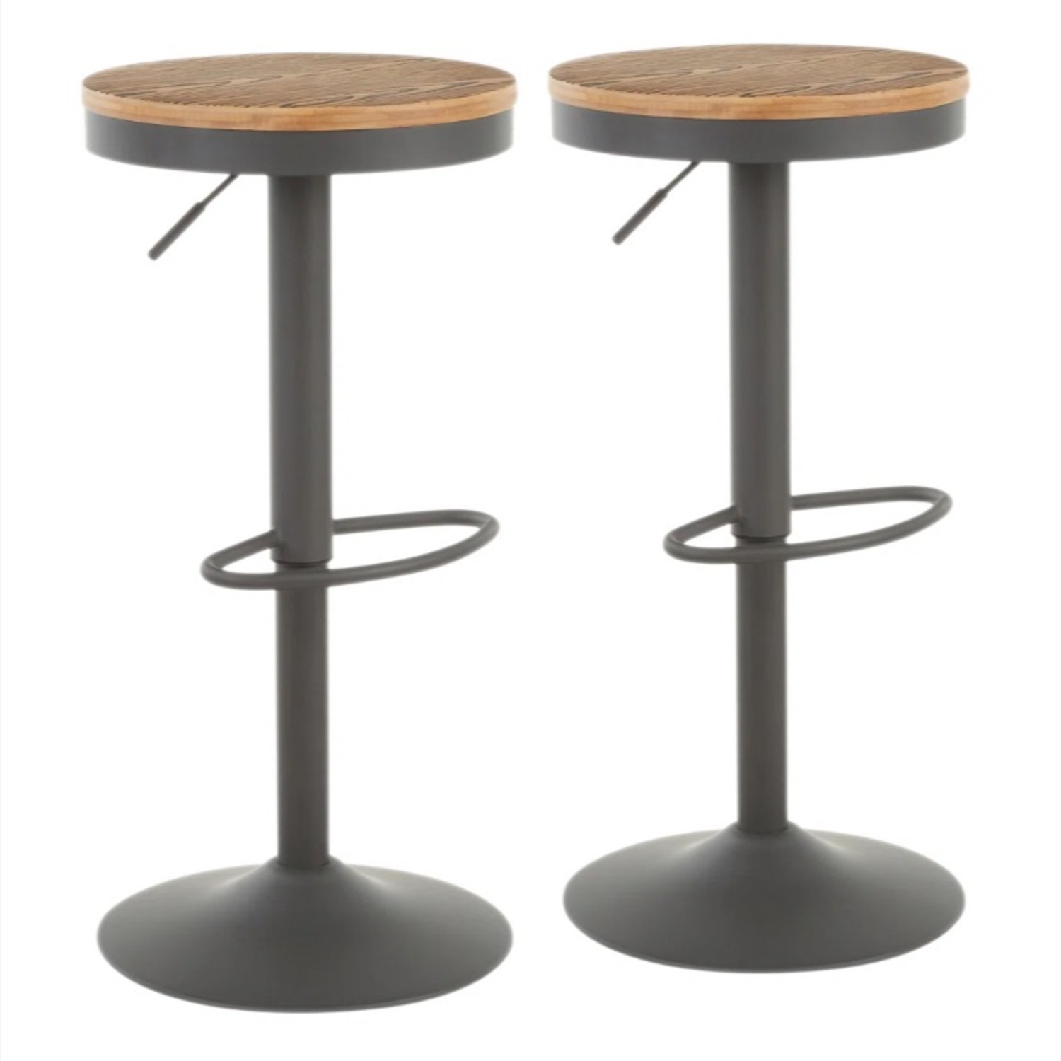 2x Wayfair Swivel Wood Adjustable Bar Stools - image-2
