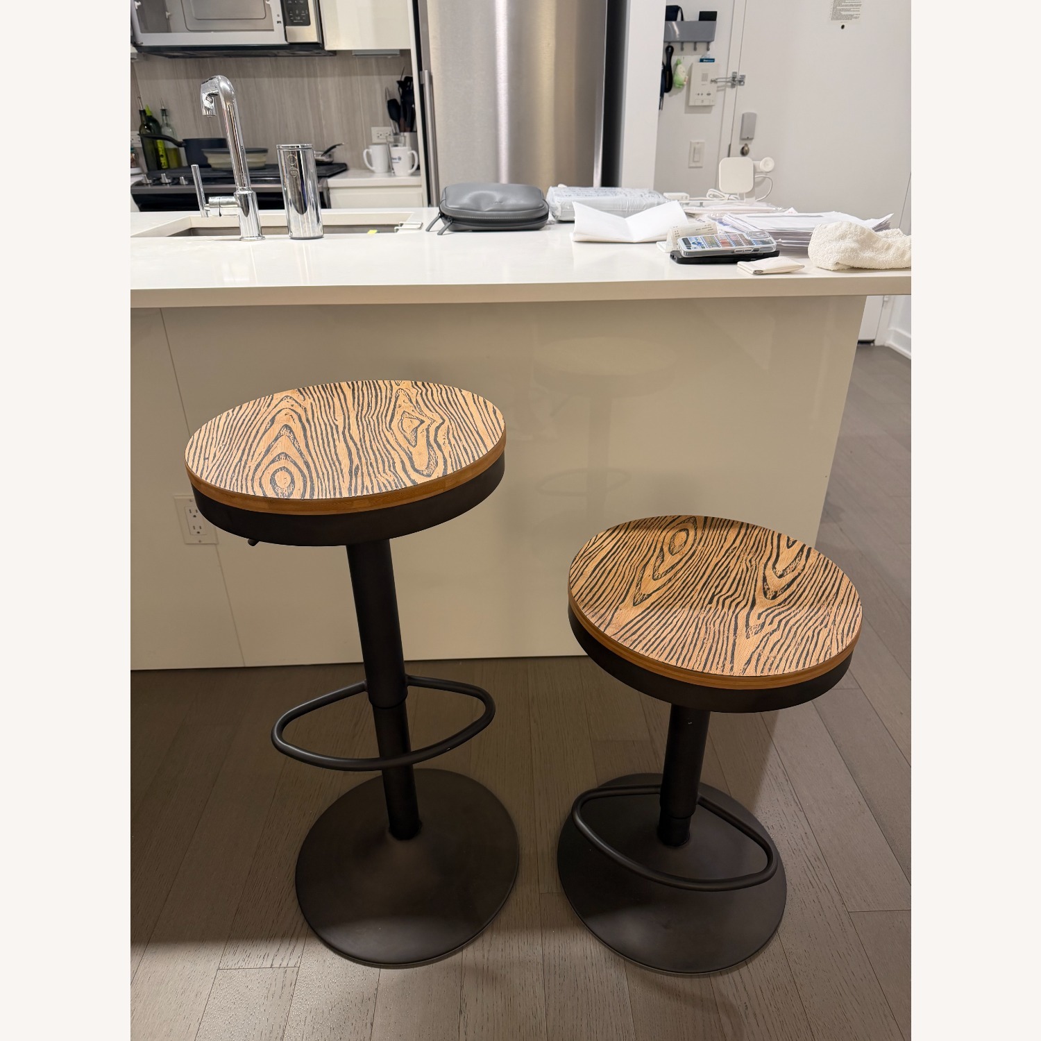 2x Wayfair Swivel Wood Adjustable Bar Stools - image-5