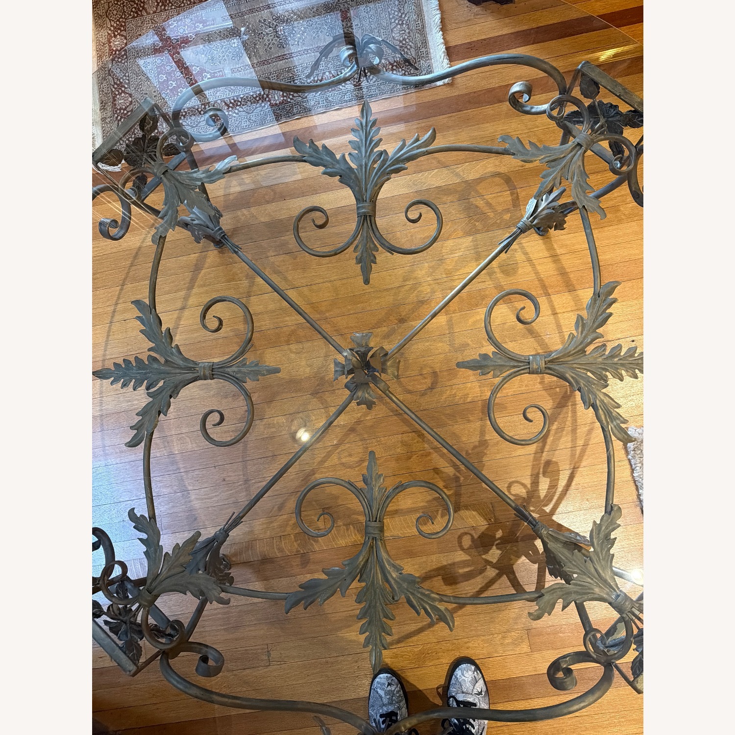 Elegant Large Round Beveled Glass Cocktail Table - image-4