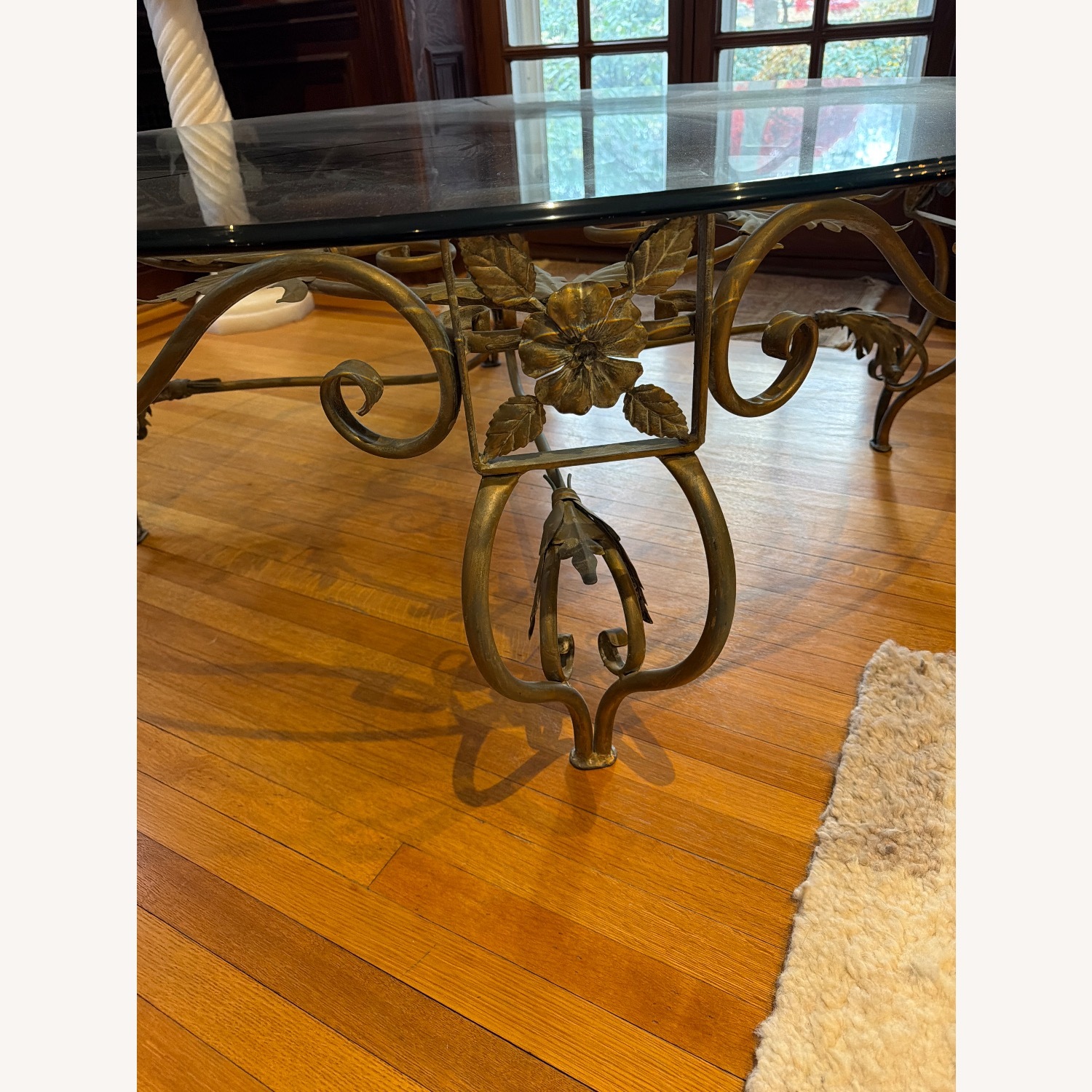 Elegant Large Round Beveled Glass Cocktail Table - image-3