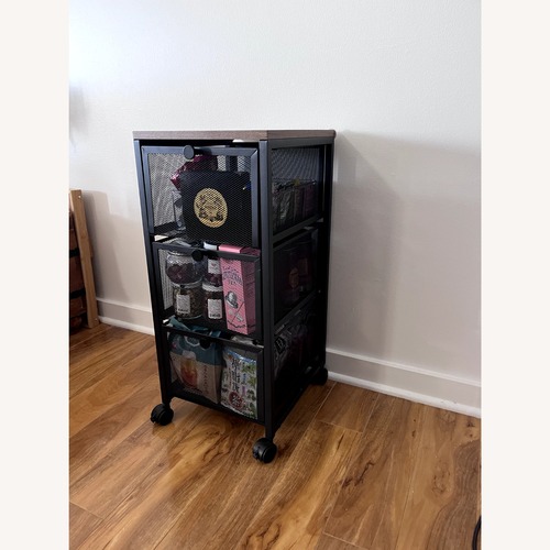 Used World Market Dark Brown Metal Bar Cart for sale on AptDeco