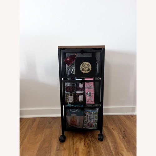 Used World Market Dark Brown Metal Bar Cart for sale on AptDeco