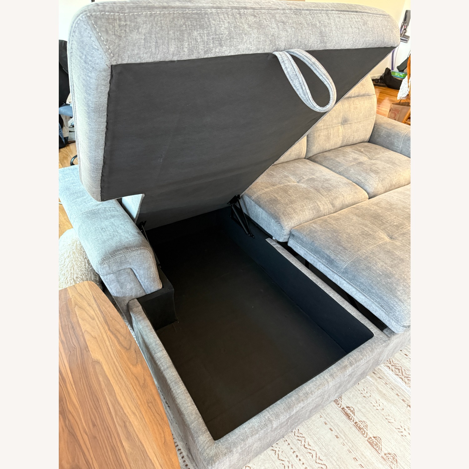 Grey Sectional Sofa with Storage & Pull-Out Bed - image-4