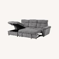 Grey Sectional Sofa with Storage & Pull-Out Bed