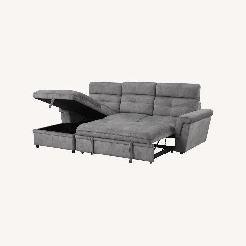 Used Grey Sectional Sofa with Storage & Pull-Out Bed for sale on AptDeco