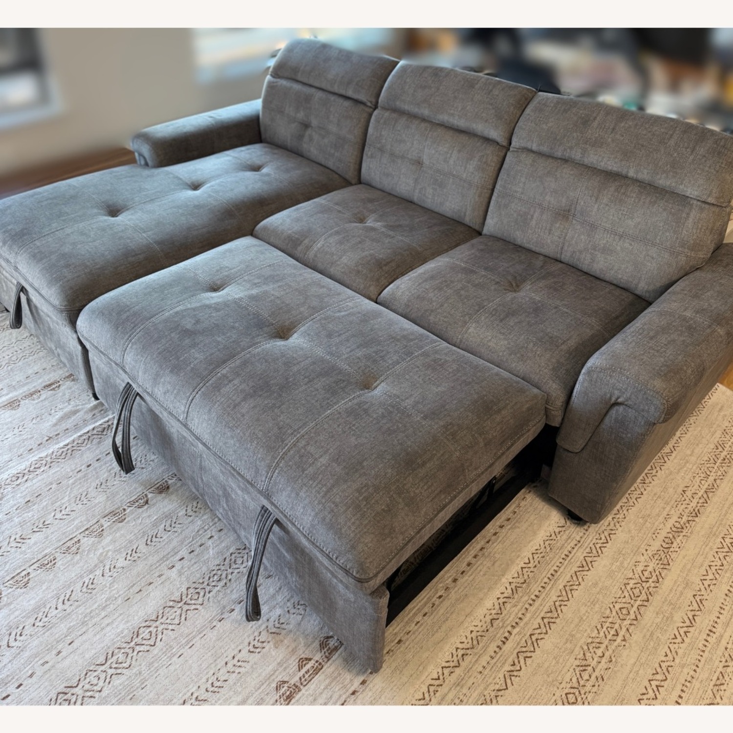 Grey Sectional Sofa with Storage & Pull-Out Bed - image-2