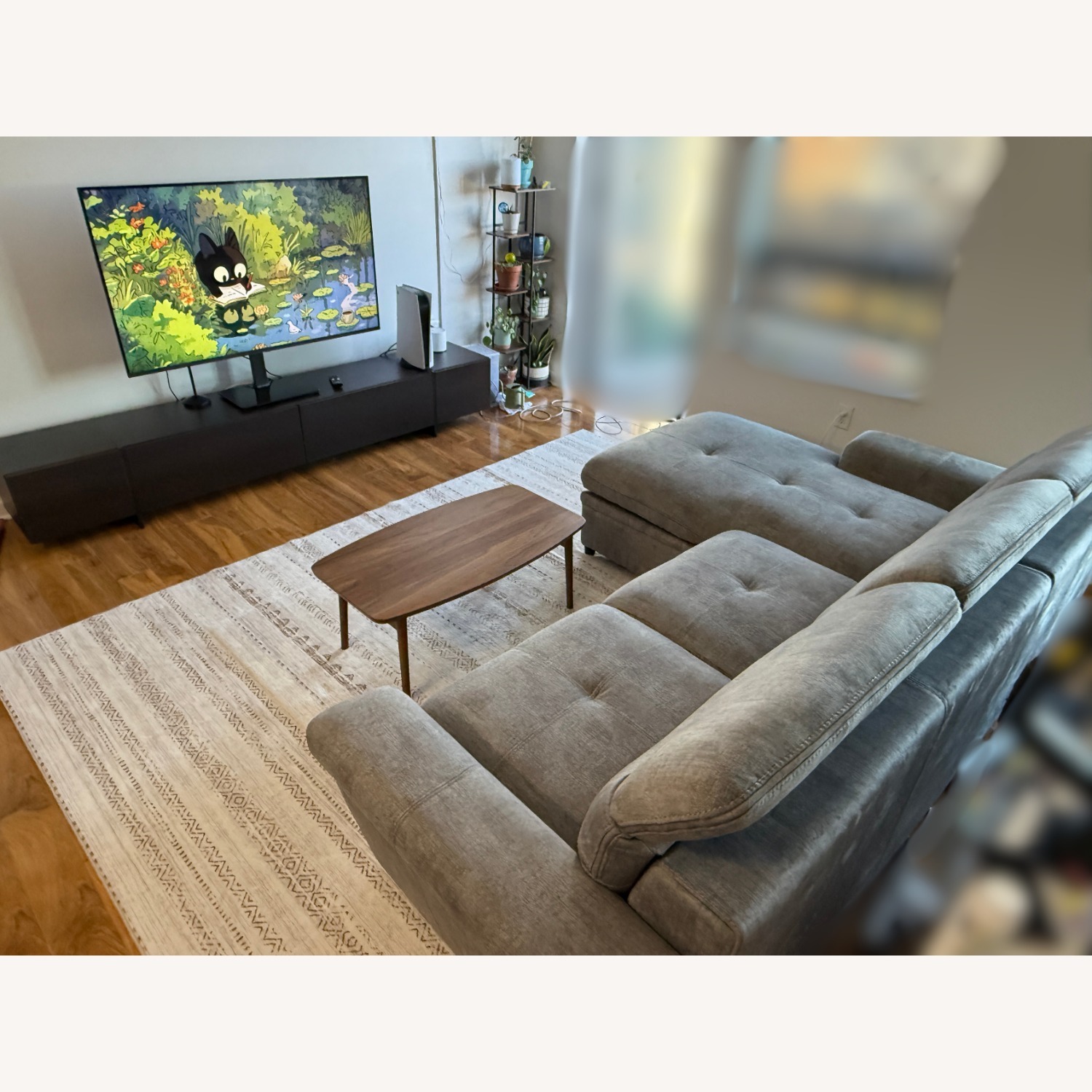 Grey Sectional Sofa with Storage & Pull-Out Bed - image-3