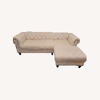 House of Hampton White Velvet Tufted 2 Piece Sectional